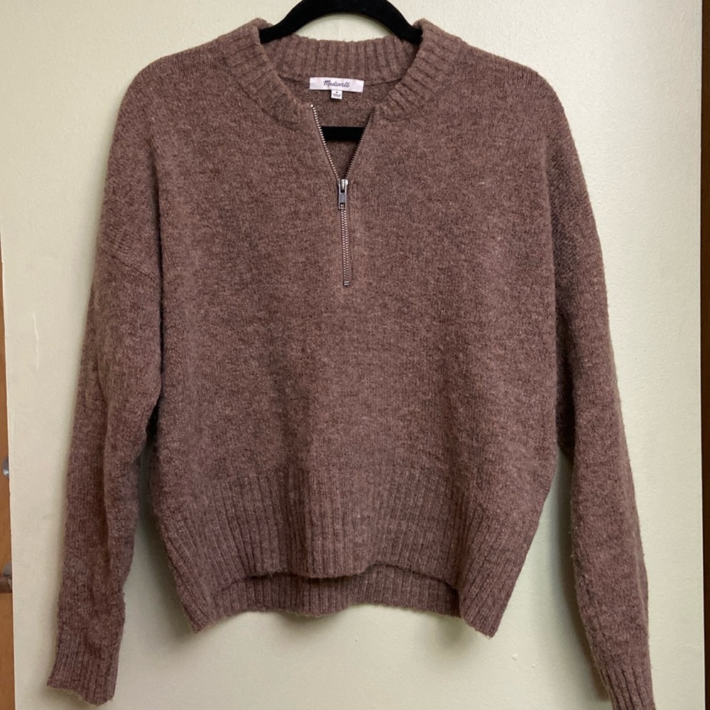 Madewell brown half zip sweater - size M